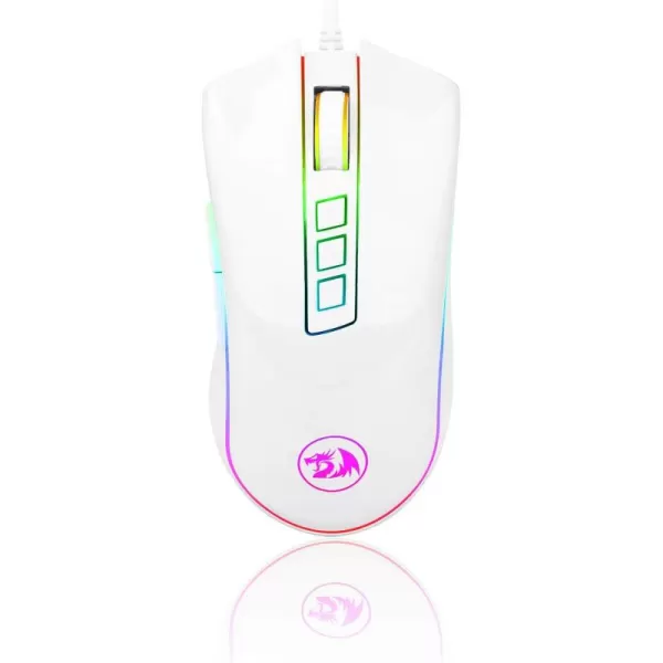 Redragon M711 Cobra Gaming Mouse with 168 Million RGB Color Backlit 10000 DPI Adjustable Comfortable Grip 7 Programmable ButtonsWhite
