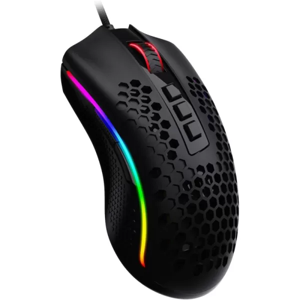 Redragon M808 Storm Lightweight RGB Gaming Mouse 85g Ultralight Shell  12400 DPI Optical Sensor  7 Programmable Buttons  Precise Registration  SuperLite Cable  WhiteM808BK