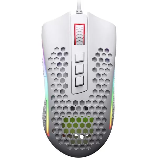 Redragon M808 Storm Lightweight RGB Gaming Mouse 85g Ultralight Shell  12400 DPI Optical Sensor  7 Programmable Buttons  Precise Registration  SuperLite Cable  WhiteM808WT