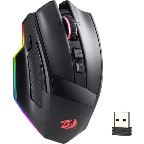 Redragon M813 Wired RGB Gaming Mouse with 4D Dual Mode Scroll Wheel Optical Ergonomic Gamer Mouse with Max 16000DPI High Precision Sensor 3333 7 Macro Buttons Software SupportedWireless
