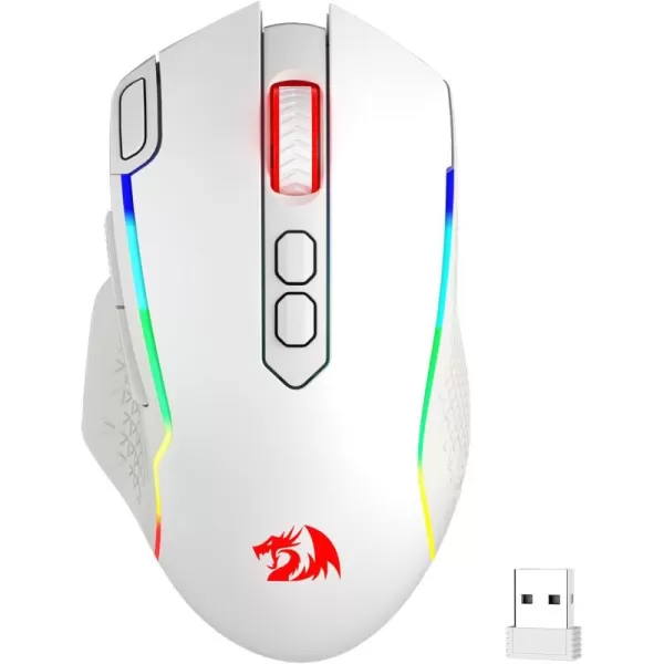 Redragon M991 Wireless Gaming Mouse 19000 DPI WiredWireless Gamer Mouse wRapid Fire Key 9 Macro Buttons 45Hour Power Capacity and RGB Backlight for PCMacLaptopWhite