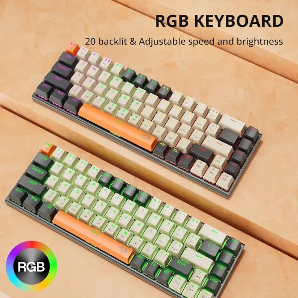 Mechanical Keyboard Full RGB 75 Gaming Keyboard with Red Switches Macro Editor Wired Keyboard 84 Keys for Windows Mac PC Laptop Tablet K629RGB68 key