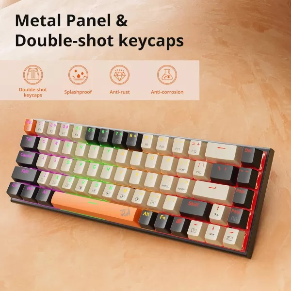 Mechanical Keyboard Full RGB 75 Gaming Keyboard with Red Switches Macro Editor Wired Keyboard 84 Keys for Windows Mac PC Laptop Tablet K629RGB68 key
