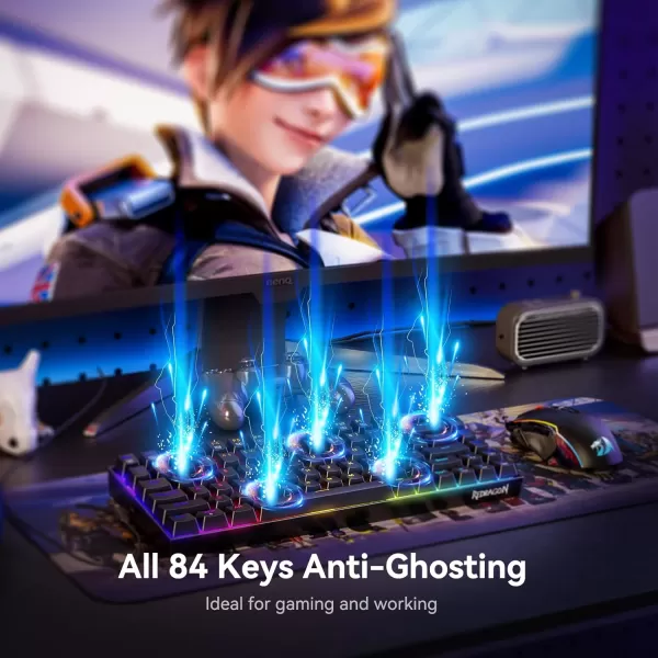 Mechanical Keyboard Full RGB 75 Gaming Keyboard with Red Switches Macro Editor Wired Keyboard 84 Keys for Windows Mac PC Laptop Tablet K629RGB84 key