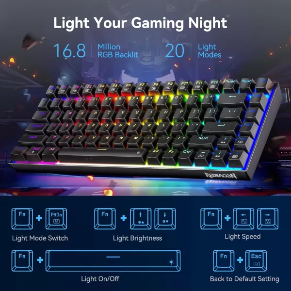 Mechanical Keyboard Full RGB 75 Gaming Keyboard with Red Switches Macro Editor Wired Keyboard 84 Keys for Windows Mac PC Laptop Tablet K629RGB84 key