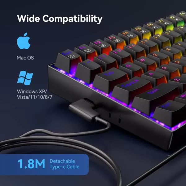 Mechanical Keyboard Full RGB 75 Gaming Keyboard with Red Switches Macro Editor Wired Keyboard 84 Keys for Windows Mac PC Laptop Tablet K629RGB84 key