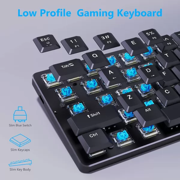 Redragon 60 Percent Mini Keyboard Mechanical Gaming Keyboard with Low Profile Blue Switches 18 LED Backlits Wired Compact Portable Keyboard for Windows PC Mac Typing Travel K616