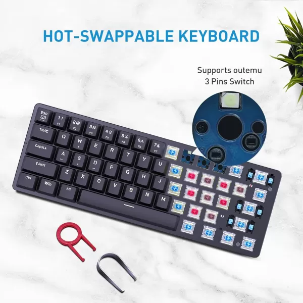 Redragon 60 Percent Mini Keyboard Mechanical Gaming Keyboard with Low Profile Blue Switches 18 LED Backlits Wired Compact Portable Keyboard for Windows PC Mac Typing Travel K615