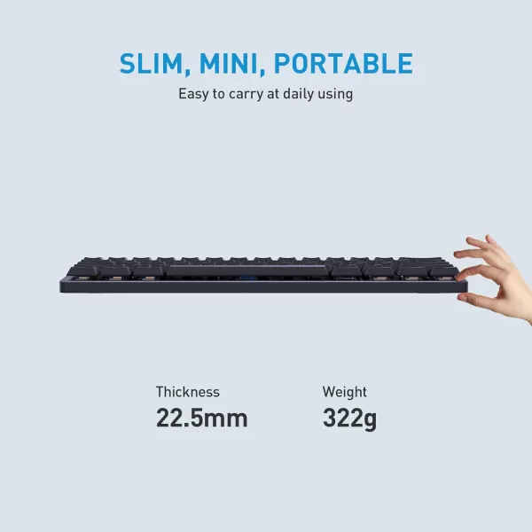 Redragon 60 Percent Mini Keyboard Mechanical Gaming Keyboard with Low Profile Blue Switches 18 LED Backlits Wired Compact Portable Keyboard for Windows PC Mac Typing Travel K615