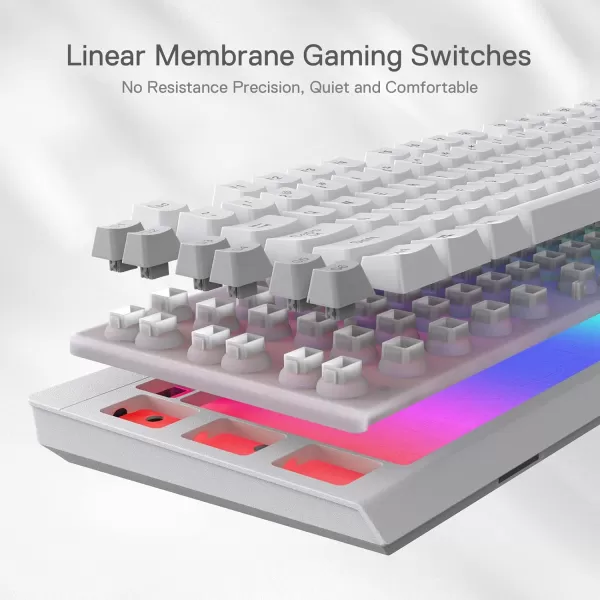 Redragon K512 Shiva RGB Backlit Membrane Gaming Keyboard with Multimedia Keys Linear MechanicalFeel Switch 6 Extra OnBoard Macro Keys Dedicated Media Control Detachable Wrist Rest WhiteWhite