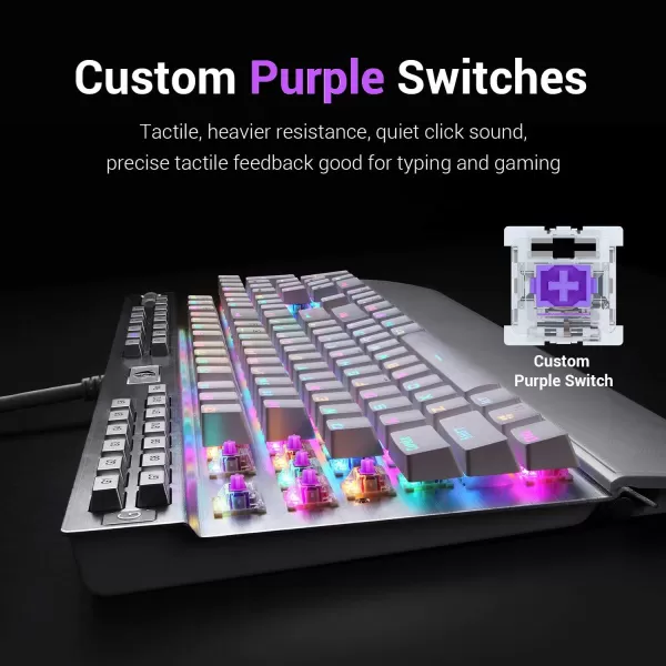 Redragon K550 Mechanical Gaming Keyboard RGB LED Backlit with Brown Switches Macro Recording Wrist Rest Volume Control Full Size Yama USB Passthrough for Windows PC Gamer White