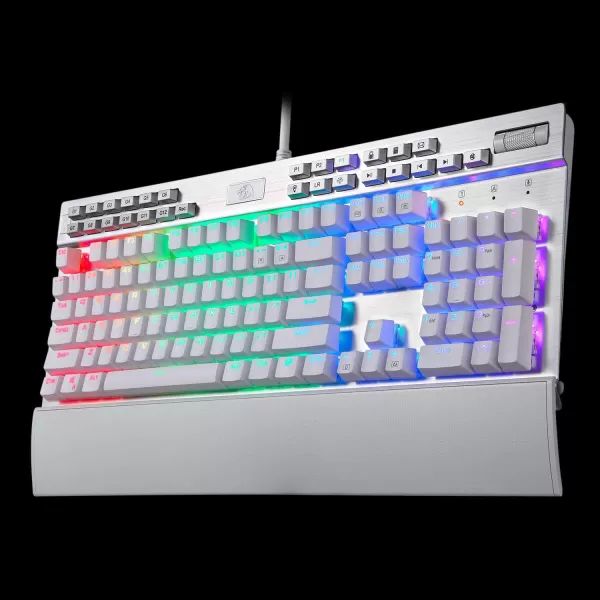 Redragon K550 Mechanical Gaming Keyboard RGB LED Backlit with Brown Switches Macro Recording Wrist Rest Volume Control Full Size Yama USB Passthrough for Windows PC Gamer White