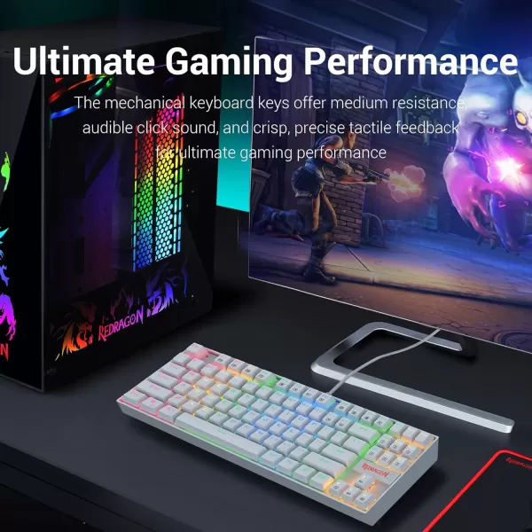 Redragon K552 Mechanical Gaming Keyboard RGB LED Backlit Wired with AntiDust Proof Switches for Windows PC White 87 Key Brown Switches