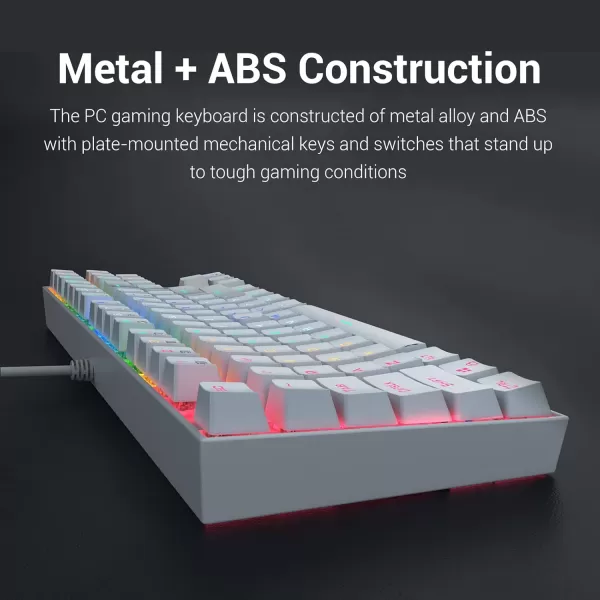 Redragon K552 Mechanical Gaming Keyboard RGB LED Backlit Wired with AntiDust Proof Switches for Windows PC White 87 Key Brown Switches