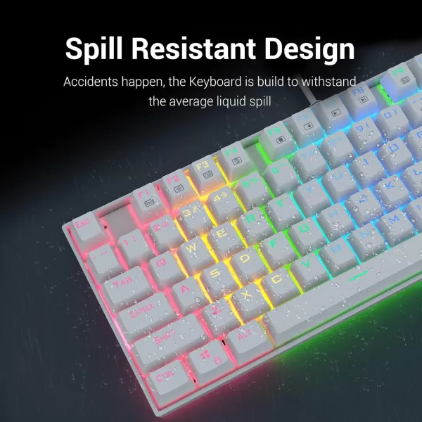 Redragon K552 Mechanical Gaming Keyboard RGB LED Backlit Wired with AntiDust Proof Switches for Windows PC White 87 Key Brown Switches