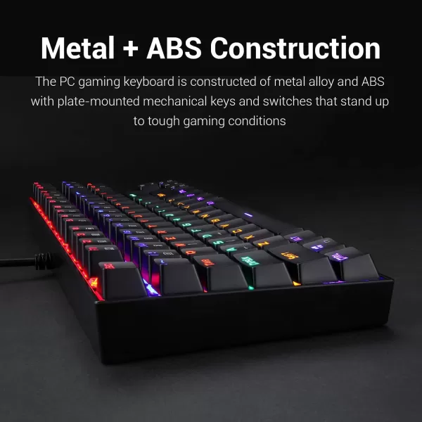 Redragon K552 Mechanical Gaming Keyboard Rainbow LED Backlit Wired with AntiDust Proof Switches for Windows PC Black 87 Keys Blue Switches