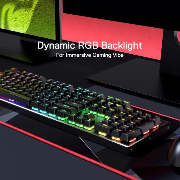 Redragon K556 RGB LED Backlit Wired Mechanical Gaming Keyboard 104 Keys HotSwap Mechanical Keyboard wAluminum Base Upgraded Socket and Noise Absorbing Foams Soft Tactile Brown SwitchRed Switch