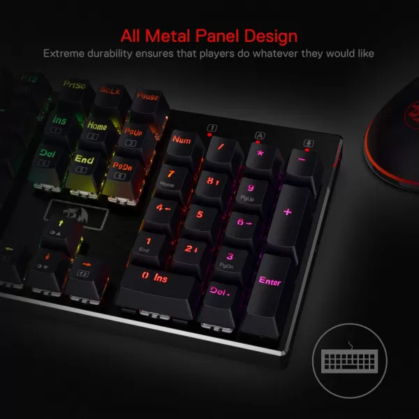 Redragon K556 RGB LED Backlit Wired Mechanical Gaming Keyboard 104 Keys HotSwap Mechanical Keyboard wAluminum Base Upgraded Socket and Noise Absorbing Foams Soft Tactile Brown SwitchRed Switch