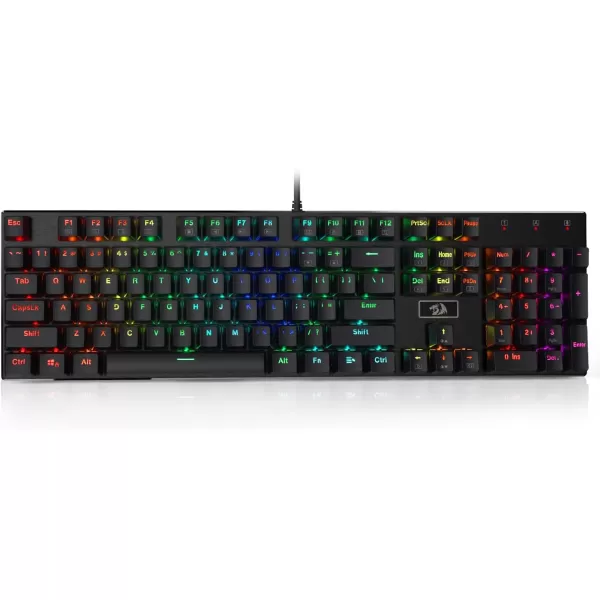 Redragon K556 RGB LED Backlit Wired Mechanical Gaming Keyboard 104 Keys HotSwap Mechanical Keyboard wAluminum Base Upgraded Socket and Noise Absorbing Foams Soft Tactile Brown SwitchBrown Switch