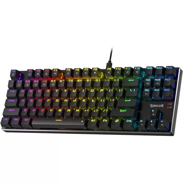 Redragon K556 RGB LED Backlit Wired Mechanical Gaming Keyboard 104 Keys HotSwap Mechanical Keyboard wAluminum Base Upgraded Socket and Noise Absorbing Foams Soft Tactile Brown SwitchRed Switch