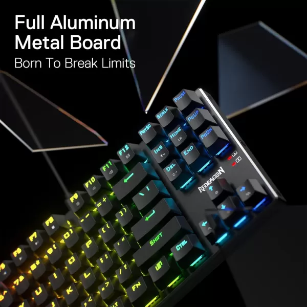 Redragon K556 RGB LED Backlit Wired Mechanical Gaming Keyboard 104 Keys HotSwap Mechanical Keyboard wAluminum Base Upgraded Socket and Noise Absorbing Foams Soft Tactile Brown SwitchRed Switch