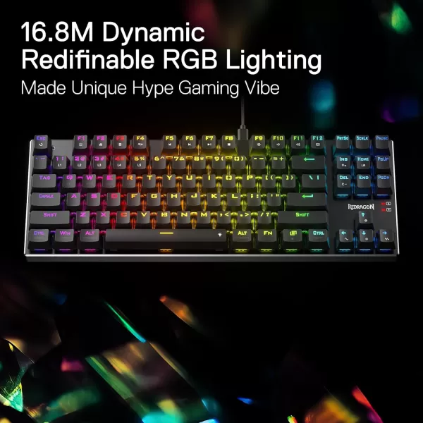 Redragon K556 RGB LED Backlit Wired Mechanical Gaming Keyboard 104 Keys HotSwap Mechanical Keyboard wAluminum Base Upgraded Socket and Noise Absorbing Foams Soft Tactile Brown SwitchRed Switch