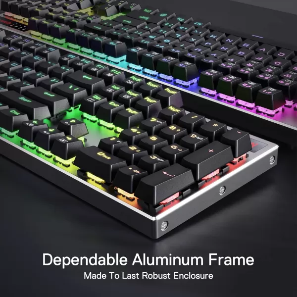 Redragon K556 RGB LED Backlit Wired Mechanical Gaming Keyboard 104 Keys HotSwap Mechanical Keyboard wAluminum Base Upgraded Socket and Noise Absorbing Foams Soft Tactile Brown SwitchRed Switch