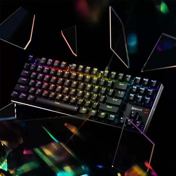 Redragon K556 RGB LED Backlit Wired Mechanical Gaming Keyboard 104 Keys HotSwap Mechanical Keyboard wAluminum Base Upgraded Socket and Noise Absorbing Foams Soft Tactile Brown SwitchRed Switch