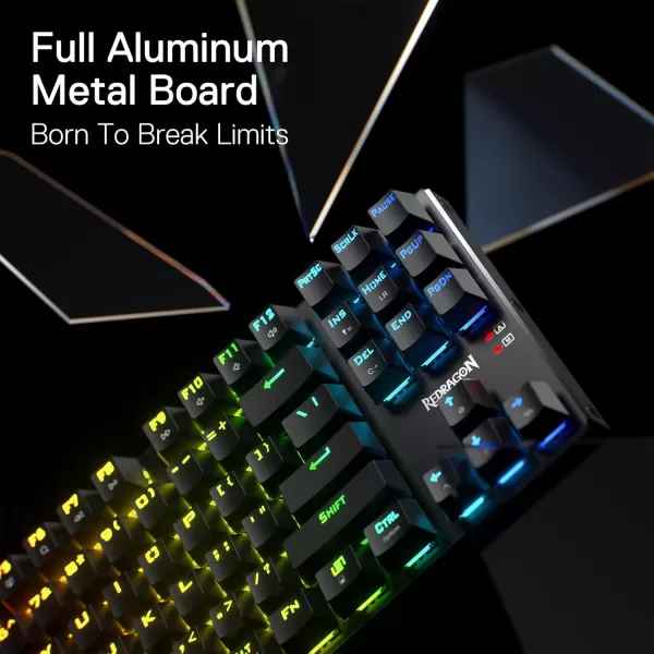 Redragon K556 RGB LED Backlit Wired Mechanical Gaming Keyboard 104 Keys HotSwap Mechanical Keyboard wAluminum Base Upgraded Socket and Noise Absorbing Foams Soft Tactile Brown SwitchRed Switch