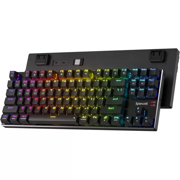 Redragon K556 RGB LED Backlit Wired Mechanical Gaming Keyboard 104 Keys HotSwap Mechanical Keyboard wAluminum Base Upgraded Socket and Noise Absorbing Foams Soft Tactile Brown SwitchRed Switch