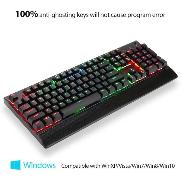 Redragon K557 RGB Backlit Mechanical Gaming Keyboard with Blue Switches Aluminum Base Antighosting 104 Keys