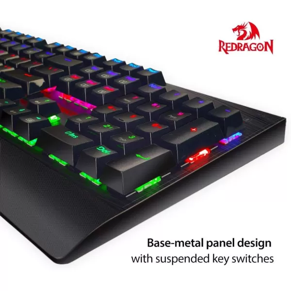 Redragon K557 RGB Backlit Mechanical Gaming Keyboard with Blue Switches Aluminum Base Antighosting 104 Keys