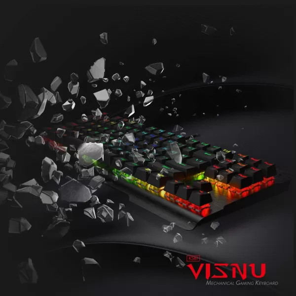 Redragon K561 VISNU Mechanical Gaming Keyboard Antighosting 87 Keys RGB Backlit Wired Compact Keyboard with Clicky Blue Switches for Laptop Windows PC Games