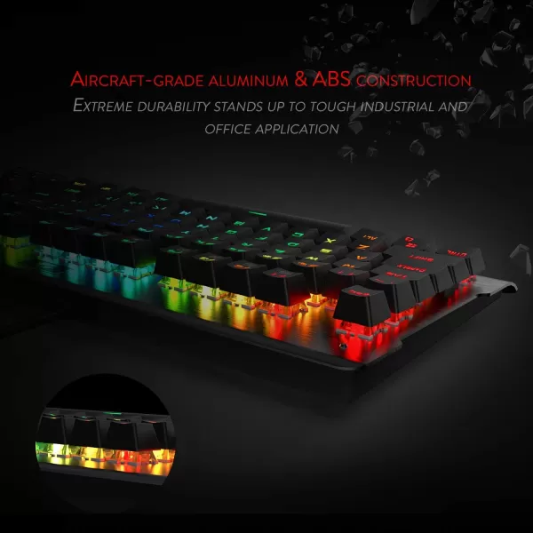 Redragon K561 VISNU Mechanical Gaming Keyboard Antighosting 87 Keys RGB Backlit Wired Compact Keyboard with Clicky Blue Switches for Laptop Windows PC Games