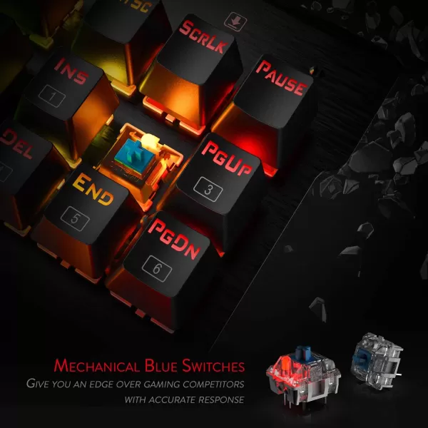 Redragon K561 VISNU Mechanical Gaming Keyboard Antighosting 87 Keys RGB Backlit Wired Compact Keyboard with Clicky Blue Switches for Laptop Windows PC Games