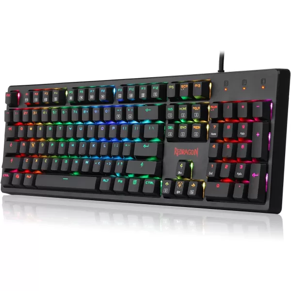 Redragon K578 Mechanical Gaming Keyboard Wired USB RGB LED Backlit 104 Keys Mechanical Gamers Keyboard for Computer PC Laptop Quiet Brown Switches