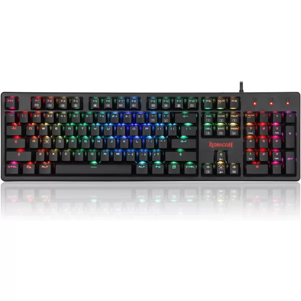 Redragon K578 Mechanical Gaming Keyboard Wired USB RGB LED Backlit 104 Keys Mechanical Gamers Keyboard for Computer PC Laptop Quiet Brown Switches