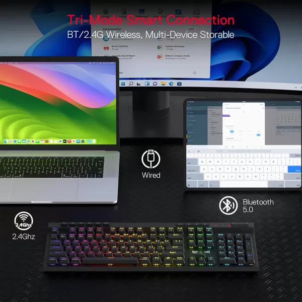 Redragon K580 VATA RGB LED Backlit Mechanical Gaming Keyboard with Macro Keys ampamp Dedicated Media Controls HotSwappable Socket Onboard Macro Recording Blue SwitchesRed Switch