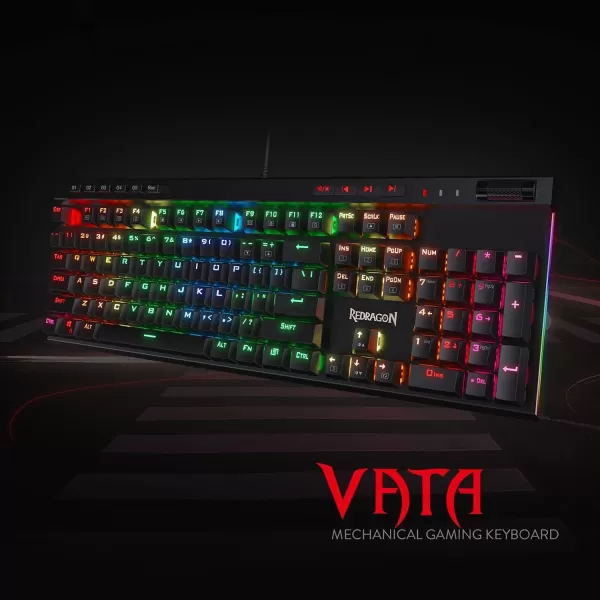 Redragon K580 VATA RGB LED Backlit Mechanical Gaming Keyboard with Macro Keys ampamp Dedicated Media Controls HotSwappable Socket Onboard Macro Recording Blue SwitchesBrown Switch
