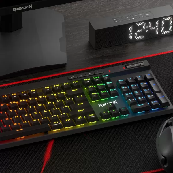 Redragon K580 VATA RGB LED Backlit Mechanical Gaming Keyboard with Macro Keys ampamp Dedicated Media Controls HotSwappable Socket Onboard Macro Recording Blue SwitchesRed Switch