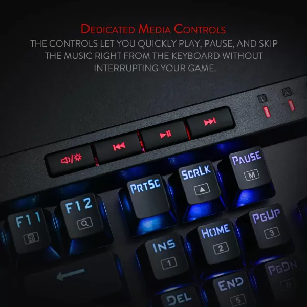 Redragon K580 VATA RGB LED Backlit Mechanical Gaming Keyboard with Macro Keys ampamp Dedicated Media Controls HotSwappable Socket Onboard Macro Recording Blue SwitchesBlue Switch