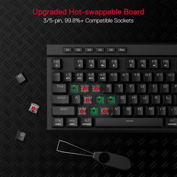 Redragon K580 VATA RGB LED Backlit Mechanical Gaming Keyboard with Macro Keys ampamp Dedicated Media Controls HotSwappable Socket Onboard Macro Recording Blue SwitchesRed Switch