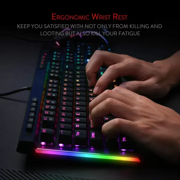 Redragon K580 VATA RGB LED Backlit Mechanical Gaming Keyboard with Macro Keys ampamp Dedicated Media Controls HotSwappable Socket Onboard Macro Recording Blue SwitchesBlue Switch