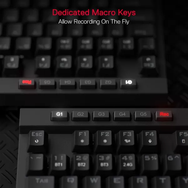 Redragon K580 VATA RGB LED Backlit Mechanical Gaming Keyboard with Macro Keys ampamp Dedicated Media Controls HotSwappable Socket Onboard Macro Recording Blue SwitchesRed Switch