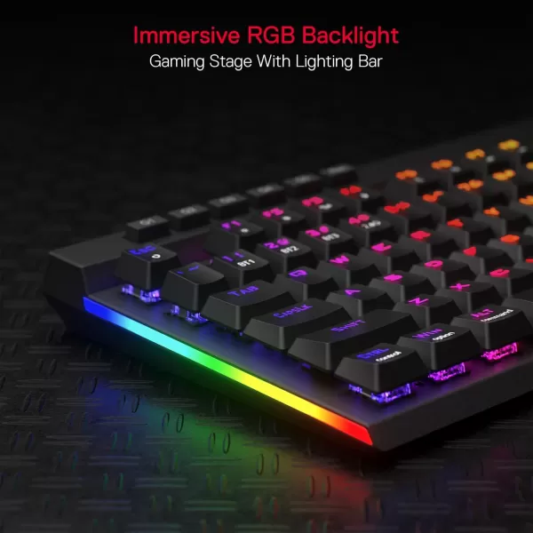 Redragon K580 VATA RGB LED Backlit Mechanical Gaming Keyboard with Macro Keys ampamp Dedicated Media Controls HotSwappable Socket Onboard Macro Recording Blue SwitchesRed Switch