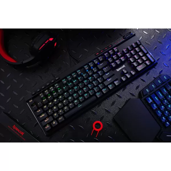 Redragon K580 VATA RGB LED Backlit Mechanical Gaming Keyboard with Macro Keys ampamp Dedicated Media Controls HotSwappable Socket Onboard Macro Recording Blue SwitchesBlue Switch