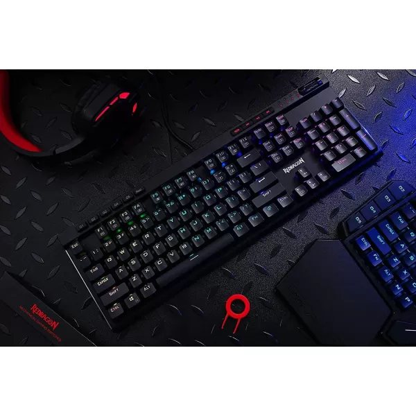 Redragon K580 VATA RGB LED Backlit Mechanical Gaming Keyboard with Macro Keys ampamp Dedicated Media Controls HotSwappable Socket Onboard Macro Recording Blue SwitchesBrown Switch