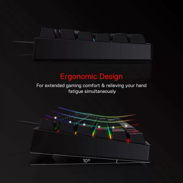 Redragon K582 SURARA RGB LED Backlit Mechanical Gaming Keyboard with 104 KeysLinear and QuietRed SwitchesRed Switch