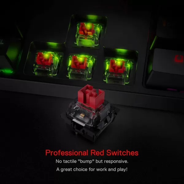 Redragon K582 SURARA RGB LED Backlit Mechanical Gaming Keyboard with 104 KeysLinear and QuietRed SwitchesRed Switch