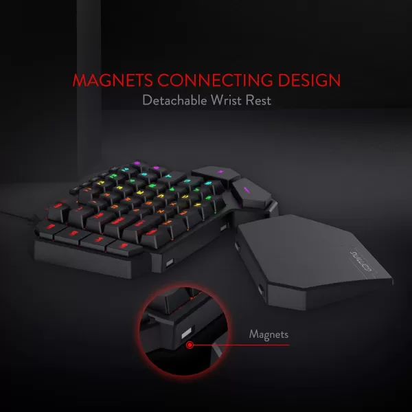Redragon K585 DITI OneHanded RGB Mechanical Gaming Keyboard 42 Keys TypeC Professional Gaming Keypad wUpgraded HotSwappable Socket 7 Onboard Macro Keys ampamp Detachable Wrist RestBlack